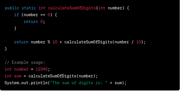 Sum of Digits in Java: Easy Code Example and Explanation