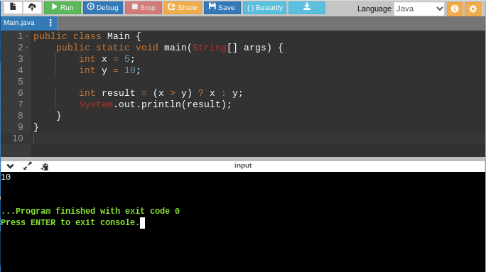 conditional variable assignment java